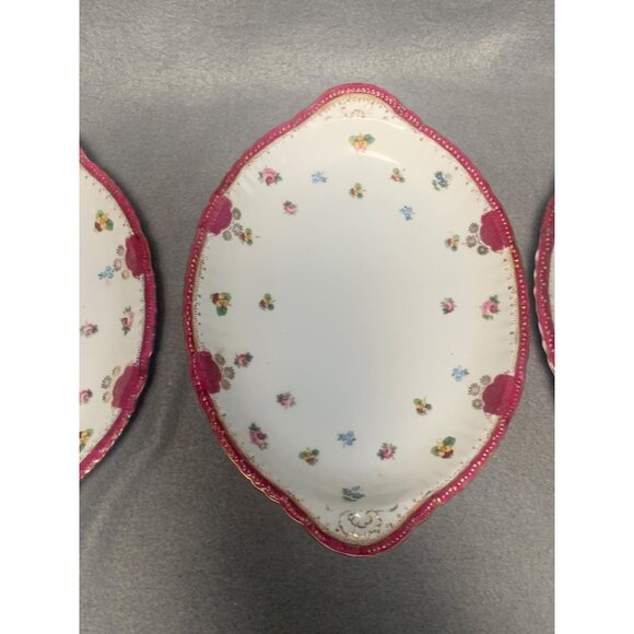 Vintage Victoria Austria Floral Ceramic Serving Platters Set of 3 Pink & White - Picture 14 of 16